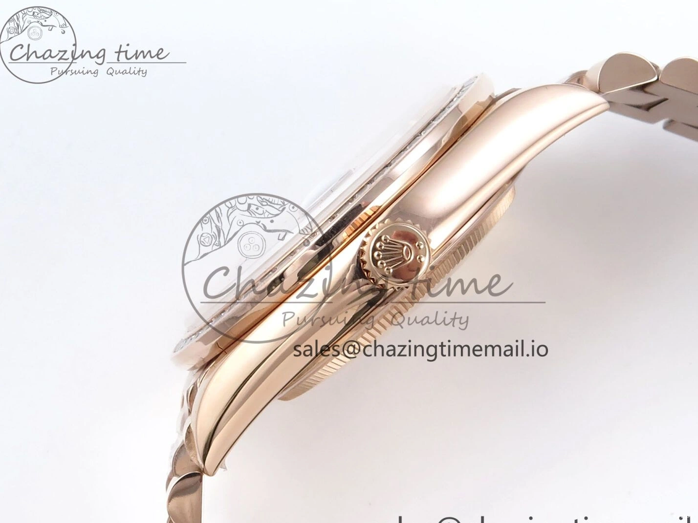 MiroTime 0521 Lightweight DayDate 40 RG QF 1:1 Best Edition Brown Roman Dial Diamonds Bezel on President Bracelet A2836 V5 (Gain Weight) 475